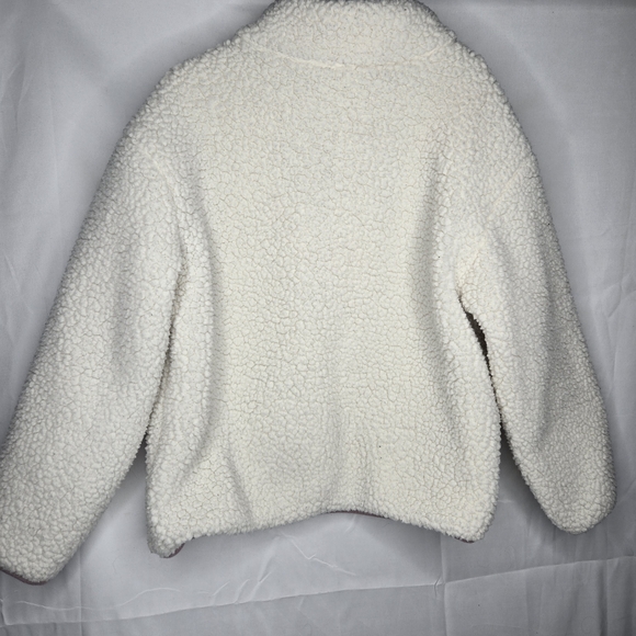 Size Medium 7/8 Cat & Jack Cream and Pink Kids Fleece Jacket Like New Patchwork - Picture 3 of 4